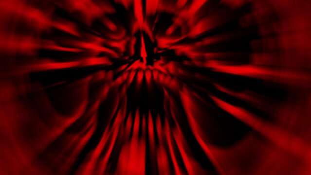 Red monster head with torn face. Scary vampire skull. Looped video in horror fantasy genre. Scary demon character. Creepy animated backdrop movie. Gloomy ghost in night. VJ loops and music clips.