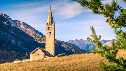 church in the mountains in ceillac valley