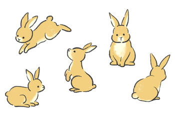 Obraz premium うさぎのかわいいイラスト ポーズ集