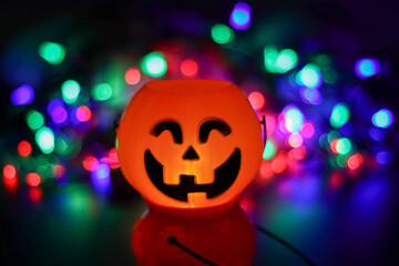 Halloween pumpkin smile and scary eyes for party night