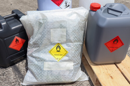 chemical symbols on chemical product, dangerous  raw material in the industry