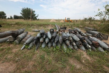 Russian Aerial Bombs And Unexploded Ordnance Disposal Near Chernihiv, Ukraine