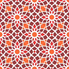 Seamless pattern with arabic geometric ornament. Vector colorful abstract oriental mosaic background