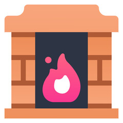 Christmas Fireplace and fire icon