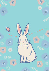 シンプルでかわいいウサギのポストカード