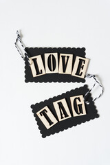 retro black chalk paper tags with the words: love tag