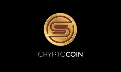 letter S golden coin for cryptocurrency token and Digital online money. technology blockchain  isolated creative letters icon, Vector illustration. Use for logos.