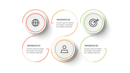 Circle concept for infographic with 3 steps, options, parts or processes. Business data visualization.