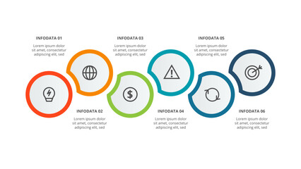 Circle concept for infographic with 6 steps, options, parts or processes. Business data visualization.