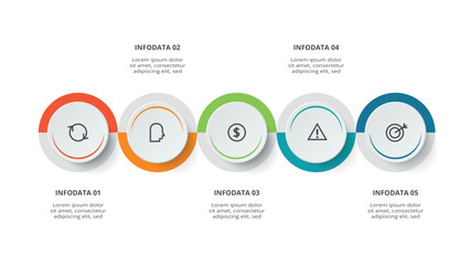 Naklejka na ściany i meble Circle concept for infographic with 5 steps, options, parts or processes. Business data visualization.