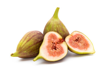 Fig fruits isolated on white background. Top view. Flat lay pattern