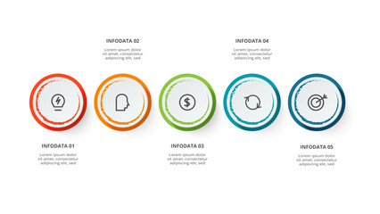 Circle concept for infographic with 5 steps, options, parts or processes. Business data visualization.