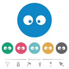 Watching eyes solid flat round icons