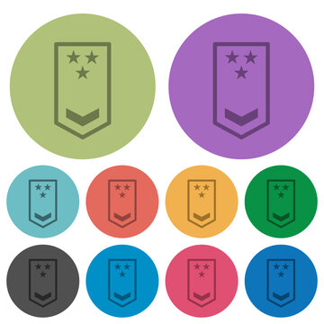 Military insignia with one chevron and three stars color darker flat icons