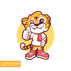 cute tiger mascot design illustration