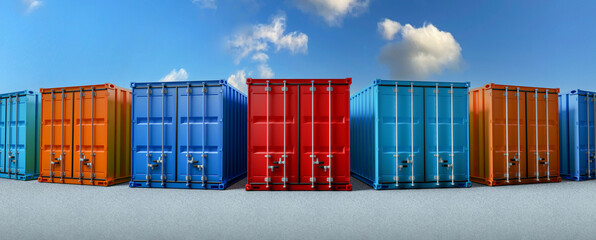 Colored container boxes, Cargo ship for import and export - obrazy, fototapety, plakaty