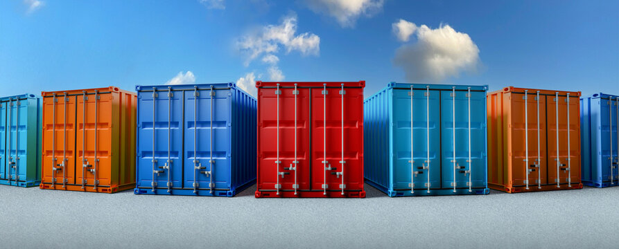 Colored container boxes, Cargo ship for import and export