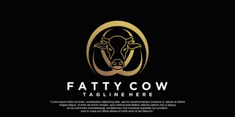 fatty cow icon logo design vector illustration Premium Vector