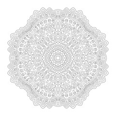 Line art for coloring book with oriental pattern