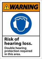 Warning Double Hearing Protection Sign On White Background