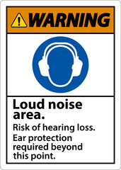 Warning Loud Noise Area Risk of Hearing Loss Sign