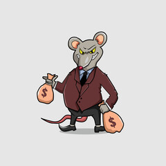 Mice in suits carrying sacks of money