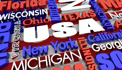 USA United States of America Travel Destinations Flag Background 3d Illustration