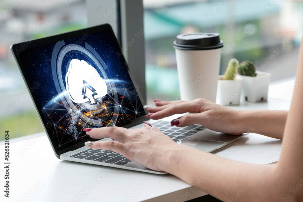 Poster cloud computing software for modish remote work and personal data storage