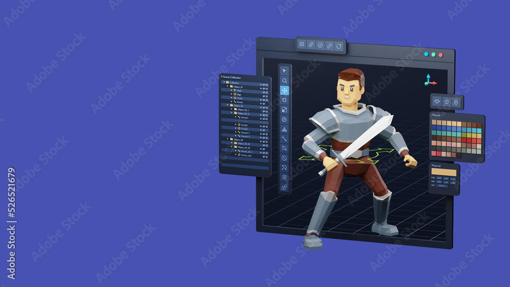 Poster game design development create characters animate pose 3d graphics artwork.video game designer devel
