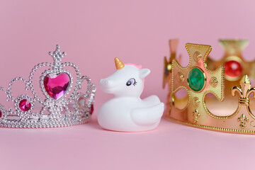 A glamorous fluid identity unicorn amid crowns