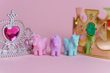 Fluid identity unicorns with glamorous crowns