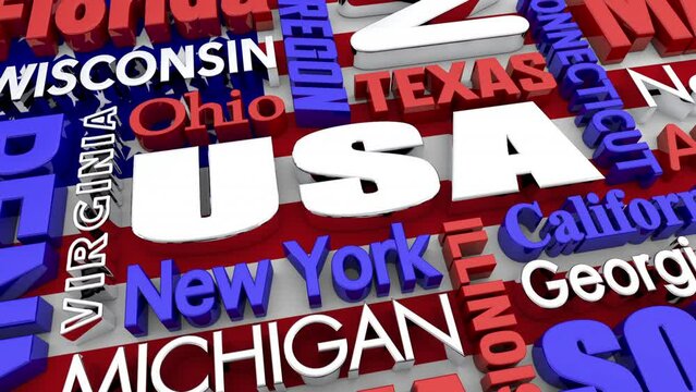 USA United States of America Travel Destinations Flag Background 3d Animation