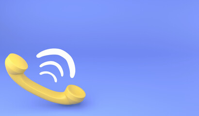 Obraz premium 3D rendering phone handle is ringing on blue background