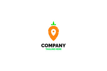 Carrot location pin logo design vector illustration idea