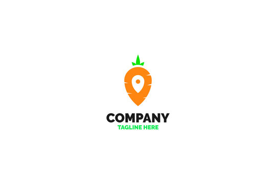 Carrot location pin logo design vector illustration idea
