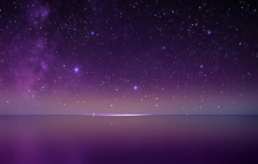  moon on blue lilac starry sky reflection on sea with planet flares universe nebula