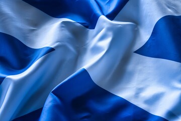 Closeup shot of deep tones of the ruffled flag of Scotland