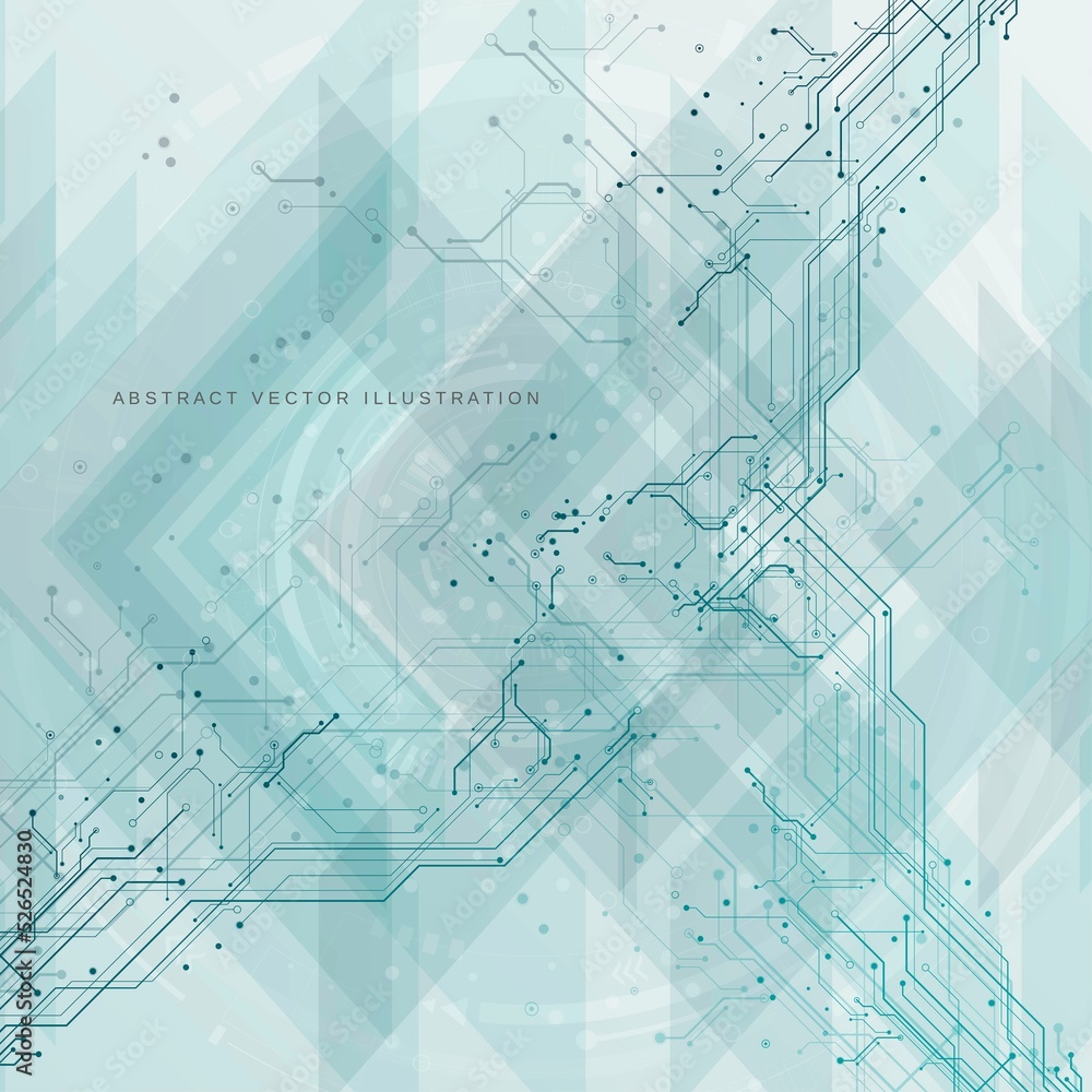 Poster circuit board futuristic technological processes digital technology background vector illustration