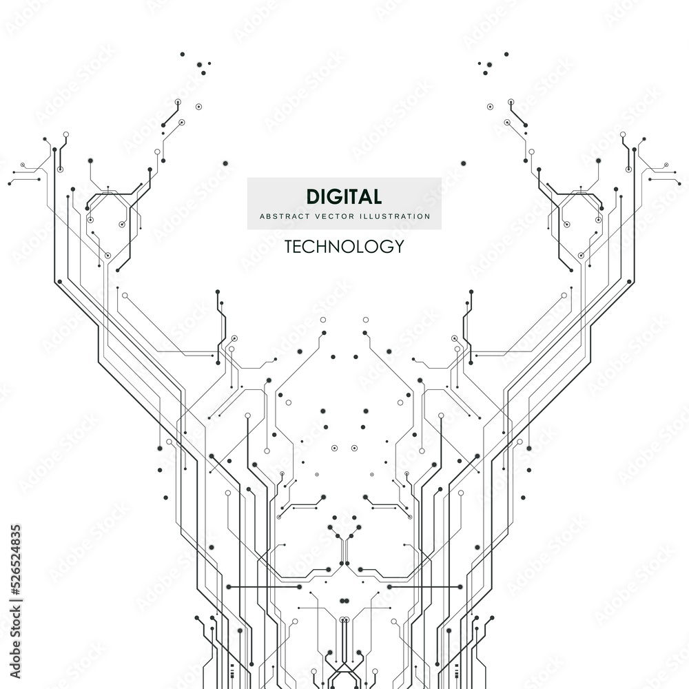 Poster circuit board futuristic technological processes digital technology background vector illustration