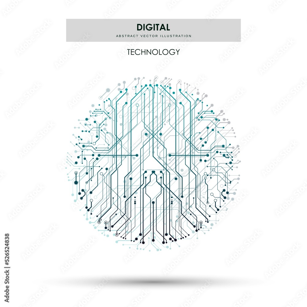 Poster circuit board futuristic technological processes digital technology background vector illustration