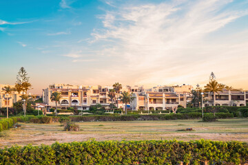 Beautiful view of the residential complex Marina in the center of El Alamein, Egypt