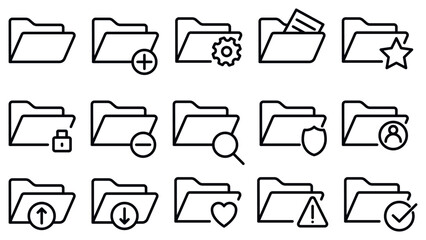 File folder line icon set. Vector illustration.
