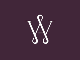 WA or AW logo with classic modern style for personal brand, wedding monogram, etc. Simple, mature and still attractive logo.