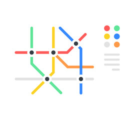 Subway map. Underground route, metro plan, tube map. Vector illustration