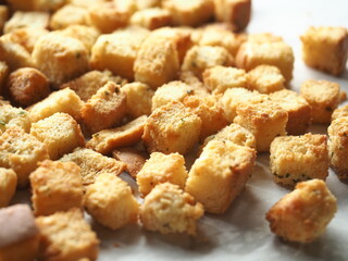 Golden crispy butter garlic croutons