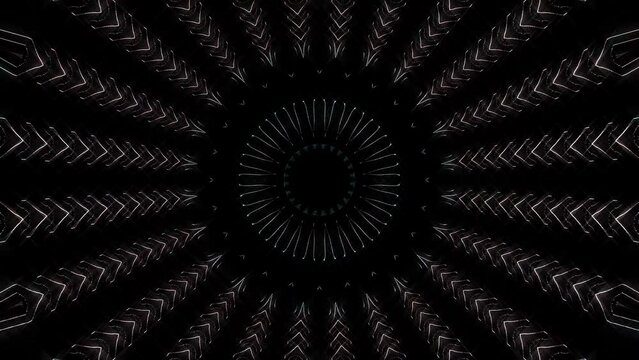 Abstract Kaleidoscope pattern with lines full colors. Magic mandala. 4k