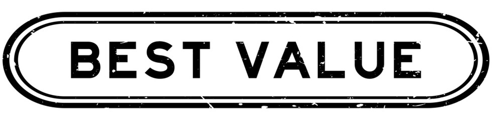 Grunge black best value word rubber seal stamp on white background