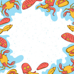 Fototapeta na wymiar hand drawn seafood background illustration