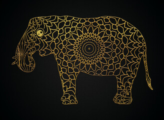Mandala elephant golden art design