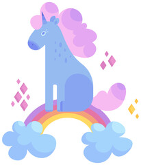 Fototapeta premium Vector illustration of stylized cute unicorn and rainbow for posters and postcards